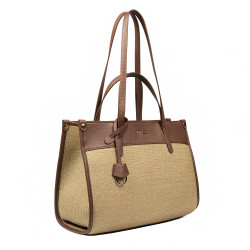 Damen-Strandtasche 045g Cognacbraun+Raffia