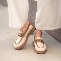 Damen Freizeitschuhe 6092 aus beigem Raffia kombiniert lifestyle
