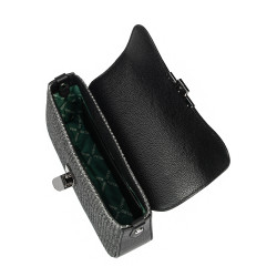 Damentasche Schultertasche 046g 01 schwarz+schwarz Rattan