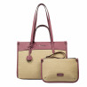 Damentasche für den Strand 045g 01 Himbeerrosa+Raffia