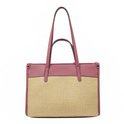 Damentasche für den Strand 045g 01 Himbeerrosa+Raffia