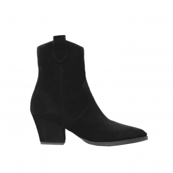 Damenstiefeletten mit Absatz 1411-1 schwarz Velours