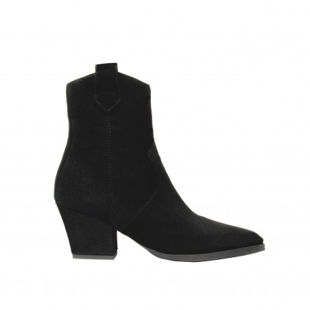 Damenstiefeletten mit Absatz 1411-1 schwarz Velours