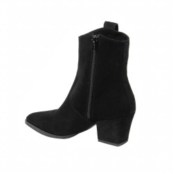 Damenstiefeletten mit Absatz 1411-1 schwarz Velours
