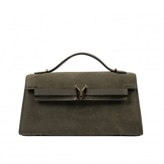 Damentasche Schultertasche 041g Wildleder Olive