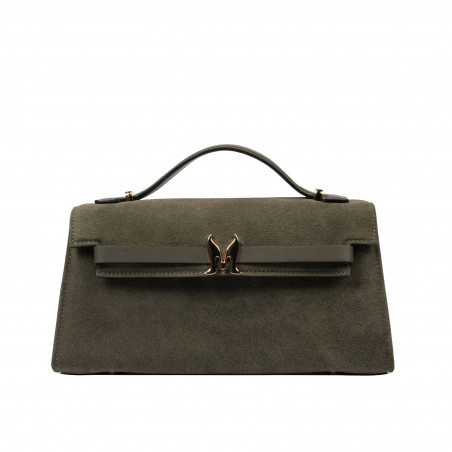Damentasche Schultertasche 041g Wildleder Olive