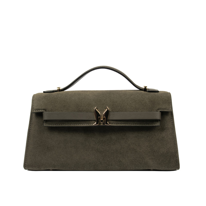 Damentasche Schultertasche 041g Wildleder Olive