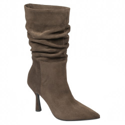 Damen-Stiefeletten mit Absatz 1410 Schokoladen-Veloursleder