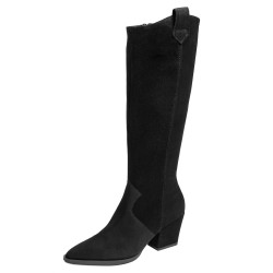 Damenstiefel mit Absatz 1412 schwarzer Velours