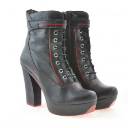 Damenstiefel 3261 schwarz+rot