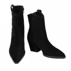 Damenstiefeletten mit Absatz 1411 schwarz Velours