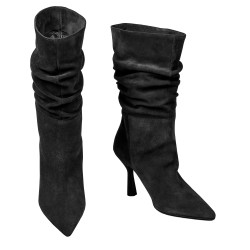 Damenstiefeletten mit Absatz 1410 schwarz Velours