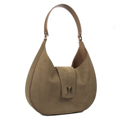 Damen-Schultertasche 050g Wildleder Camel
