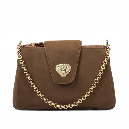 Damentasche Schultertasche 051g Wildleder Latte