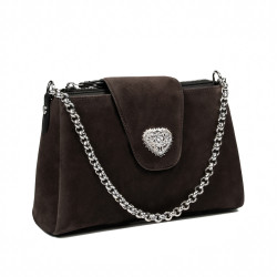 Damenschultertasche 051g 01 Wildleder taupe Staub