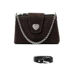 Damenschultertasche 051g 01 Wildleder taupe Staub