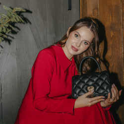 Damentasche zum Umhängen 049g 01 Kaviar Schwarz