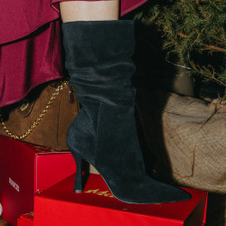 Damenstiefeletten mit Absatz 1410 schwarz Velours lifestyle