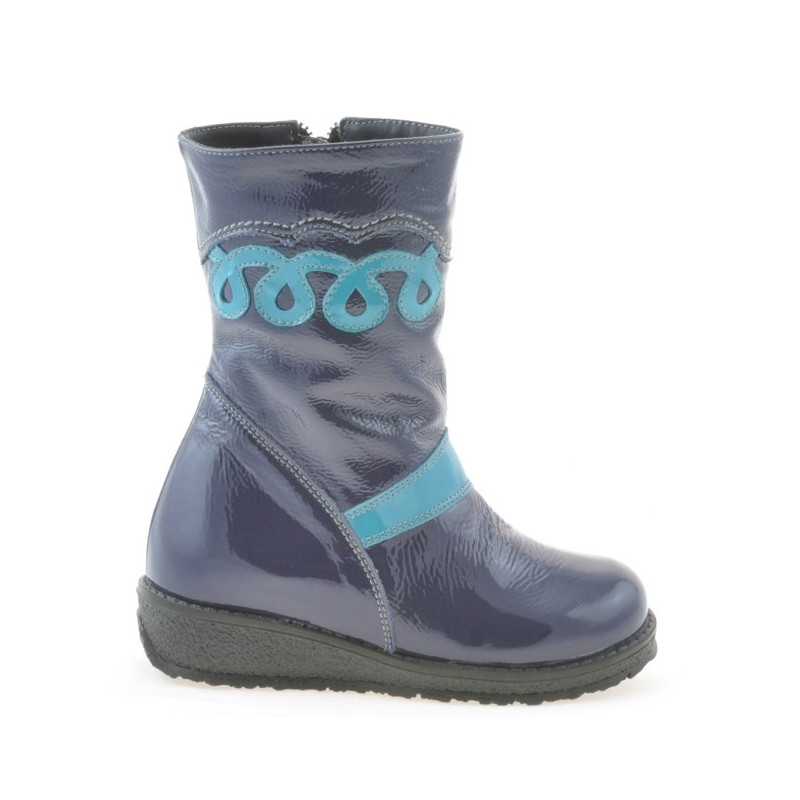 Kinderstiefel 23c Lack Indigo+Blau