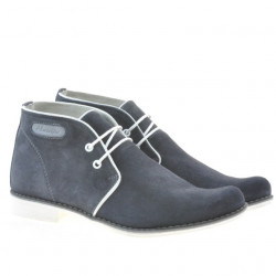 Jugendstiefel 464 Indigo-Velours+Weiß