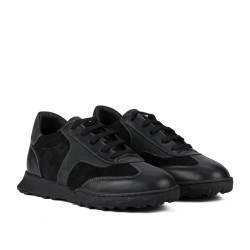 Damen-Sportschuhe 6097 schwarz Velours kombiniert