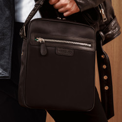 Schultermänner-Tasche 304g 01 schwarzes Gewebe + schwarzes Napa lifestyle