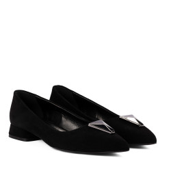 Damen Ballerinas 1360 Schwarz Velours