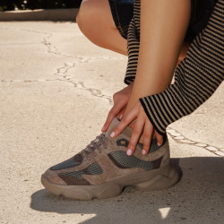 Damen-Sportschuhe 6102 Sand Velours kombiniert lifestyle