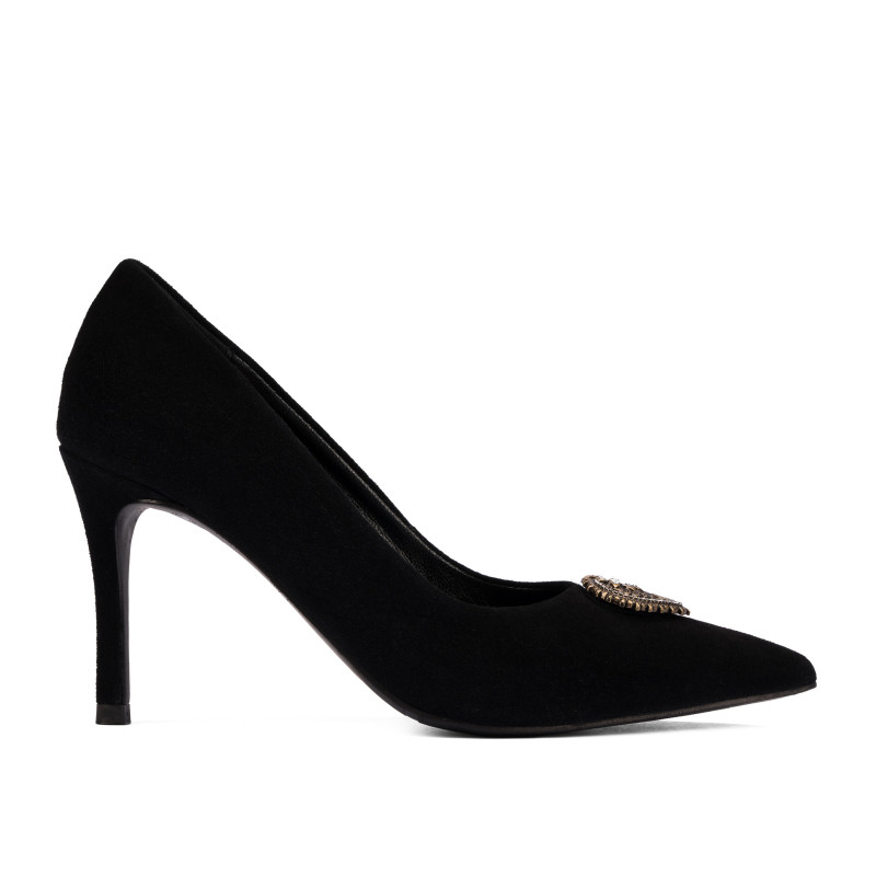 Damen elegante Schuhe 1363 schwarz Veloursleder