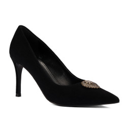 Damen elegante Schuhe 1363 schwarz Veloursleder