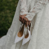 Damensandalen 1353 weißer Satin lifestyle