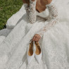 Damensandalen 1353 weißer Satin lifestyle