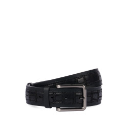 Herren Gürtel 18b schwarz+Kroko schwarz
