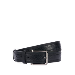 Herren Gürtel 18b Schwarz+Schwarze Schlange