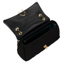 Damentasche Schultertasche 052g schwarzes Wildleder