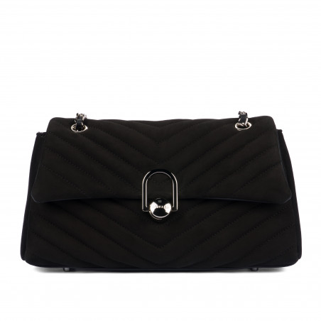 Damenschultertasche 052g 01 schwarzes Wildleder