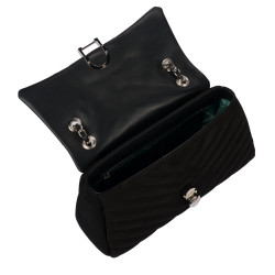 Damenschultertasche 052g 01 schwarzes Wildleder