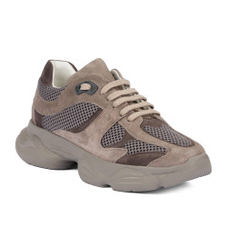 Damen-Sportschuhe 6102 Sand Velours kombiniert