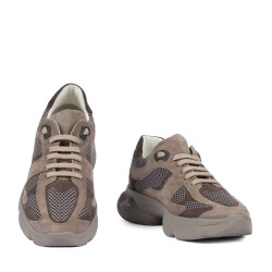 Damen-Sportschuhe 6102 Sand Velours kombiniert