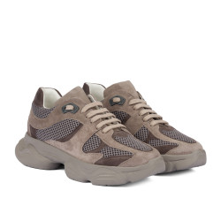 Damen-Sportschuhe 6102 Sand Velours kombiniert