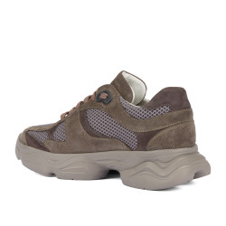 Damen-Sneaker 6102 Sand Velour kombiniert 01