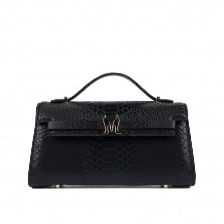 Damenschultertasche 041g schwarzes Krokodil