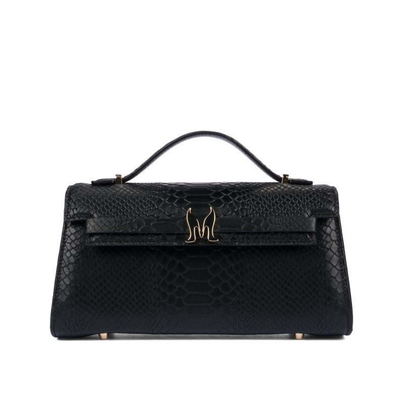 Damenschultertasche 041g schwarzes Krokodil