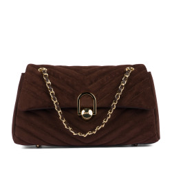 Damen Umhängetasche 052g Wildleder Kaffee