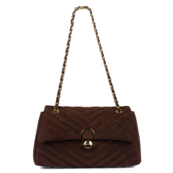 Damen Umhängetasche 052g Wildleder Kaffee