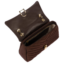 Damen Umhängetasche 052g Wildleder Kaffee