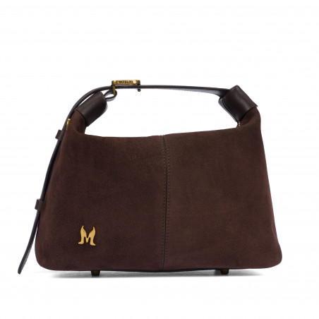 Damentasche Handtasche 037-1g Wildleder Kaffeebohnen