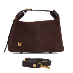 Damentasche Handtasche 037-1g Wildleder Kaffeebohnen