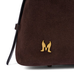 Damentasche Handtasche 037-1g Wildleder Kaffeebohnen