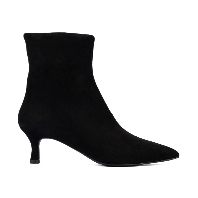 Damenstiefeletten mit Absatz 1416 schwarz Velours